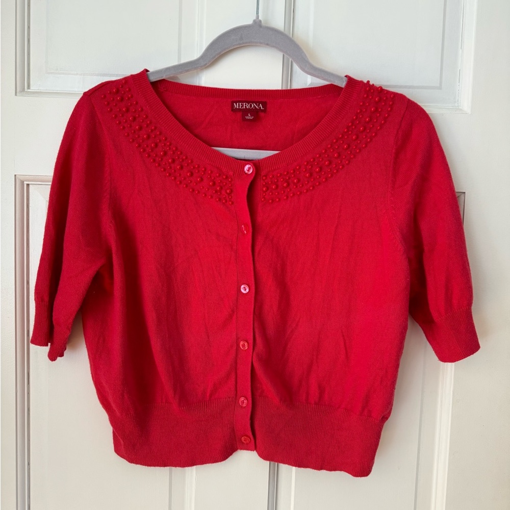 Dark pink beaded sweater